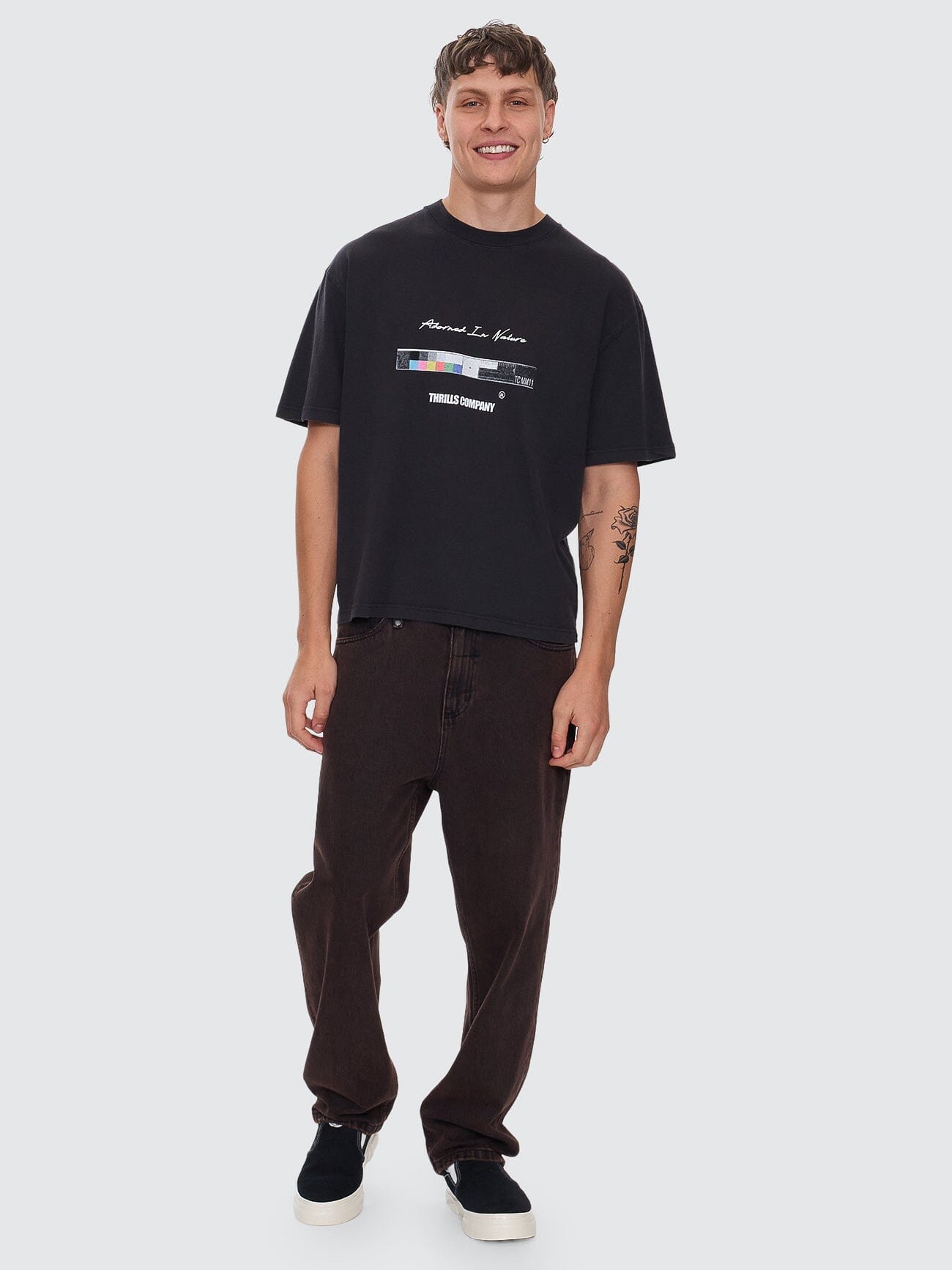 Adorned In Nature Box Fit Oversize Short Tee - Faded Black XS