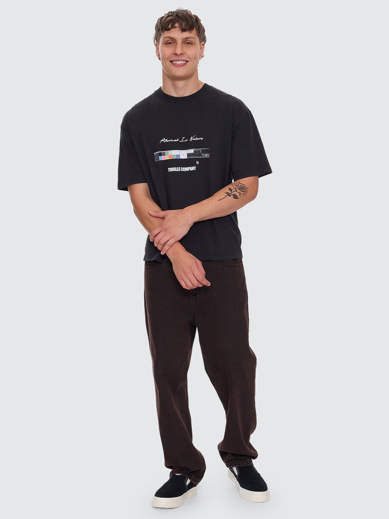 Adorned In Nature Box Fit Oversize Short Tee - Faded Black XS