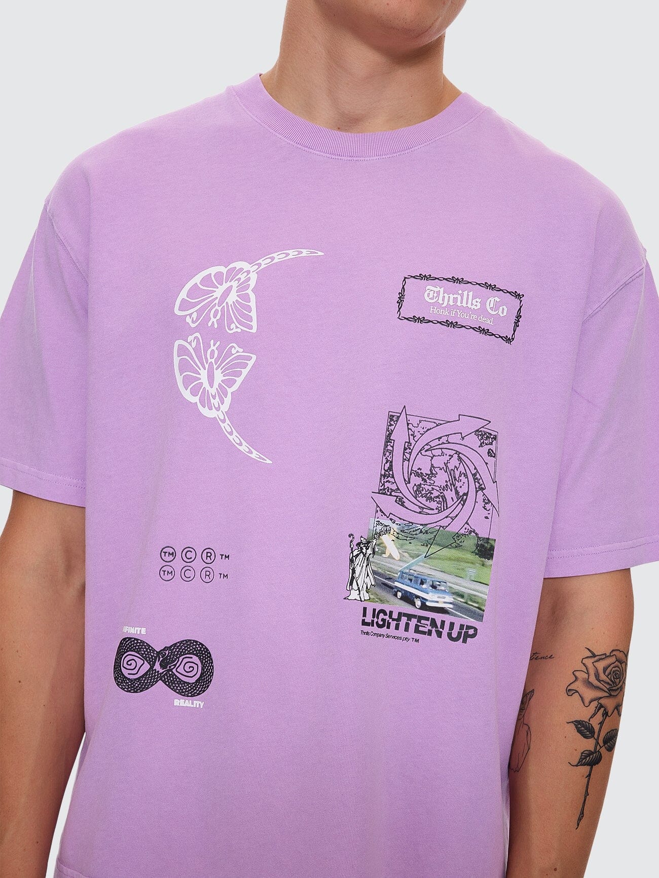 Lighten Up Box Fit Oversize Short Tee - Sheer Lilac XS