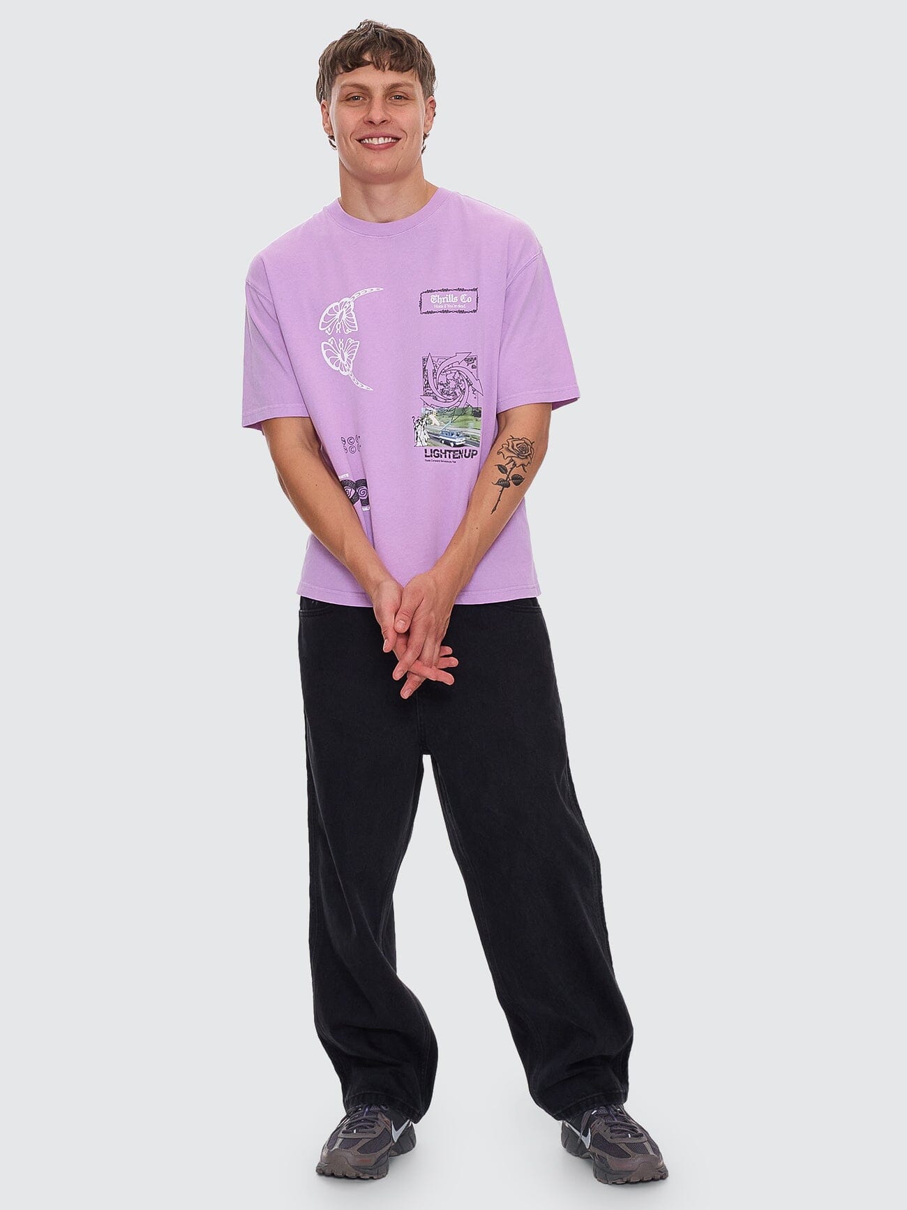 Lighten Up Box Fit Oversize Short Tee - Sheer Lilac XS