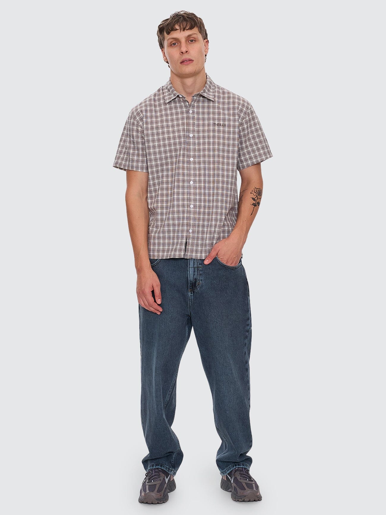 Adorned Check Short Sleeve Shirt - Java XS