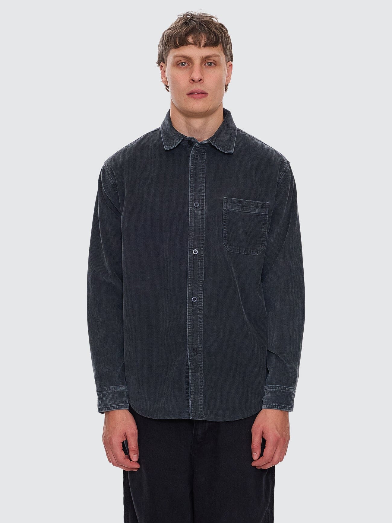 Thrills Union Cord Work Long Sleeve Shirt - Ebony XS