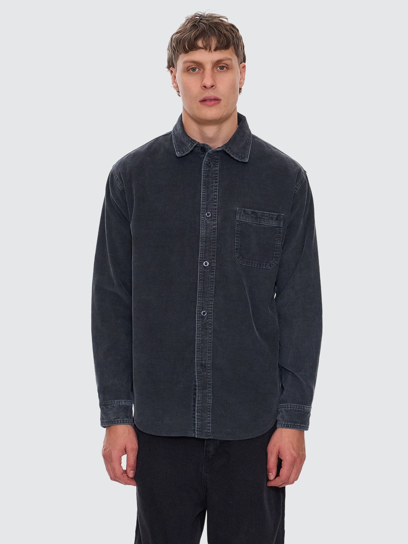 Thrills Union Cord Work Long Sleeve Shirt - Ebony XS