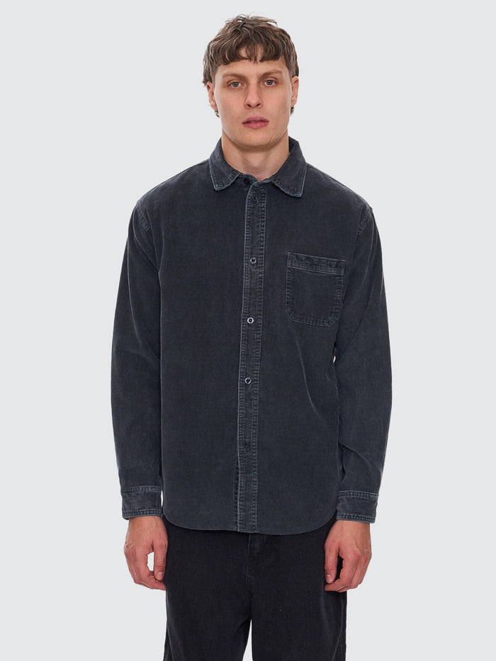Thrills Union Cord Work Long Sleeve Shirt - Ebony XS