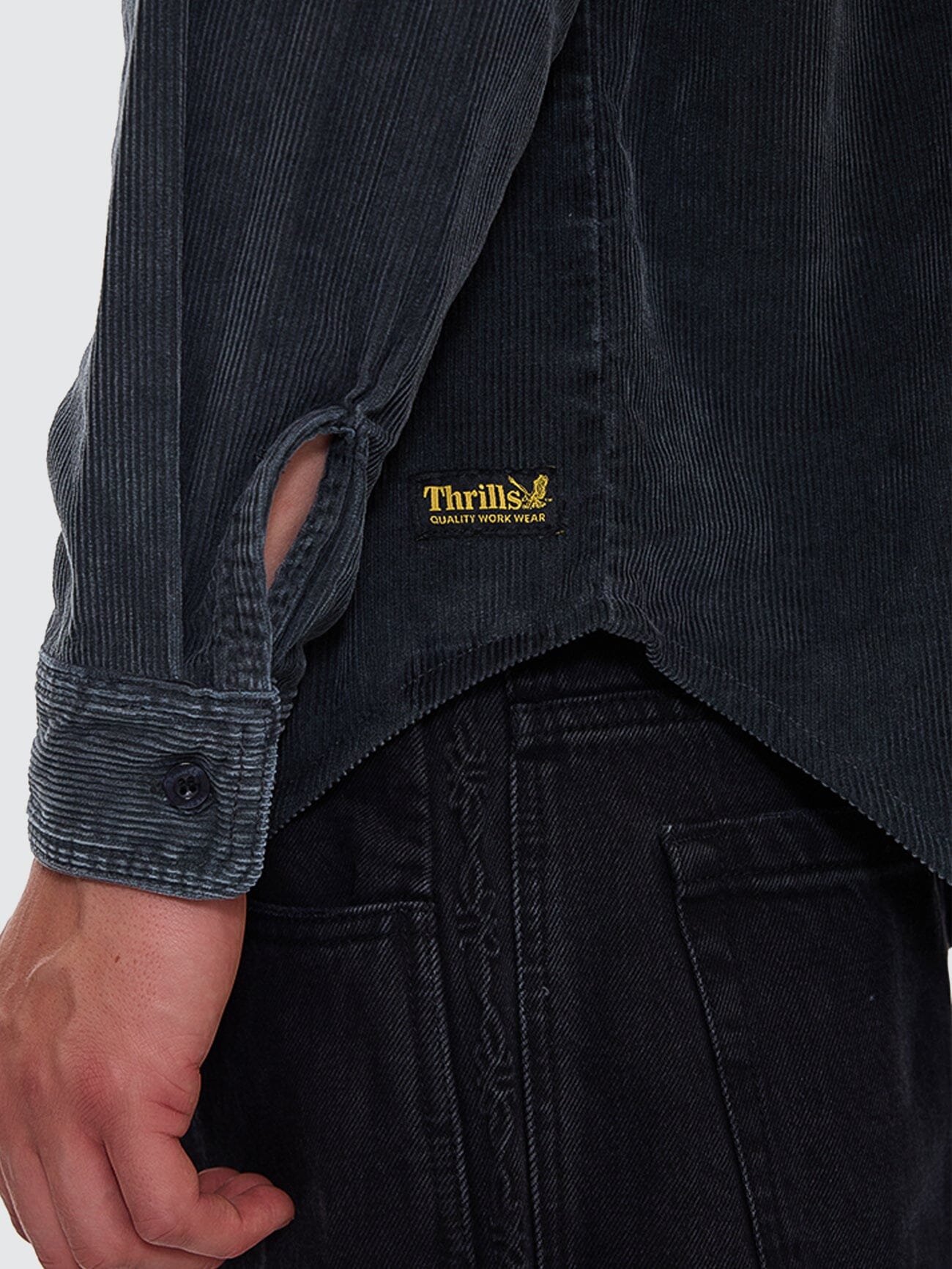 Thrills Union Cord Work Long Sleeve Shirt - Ebony XS