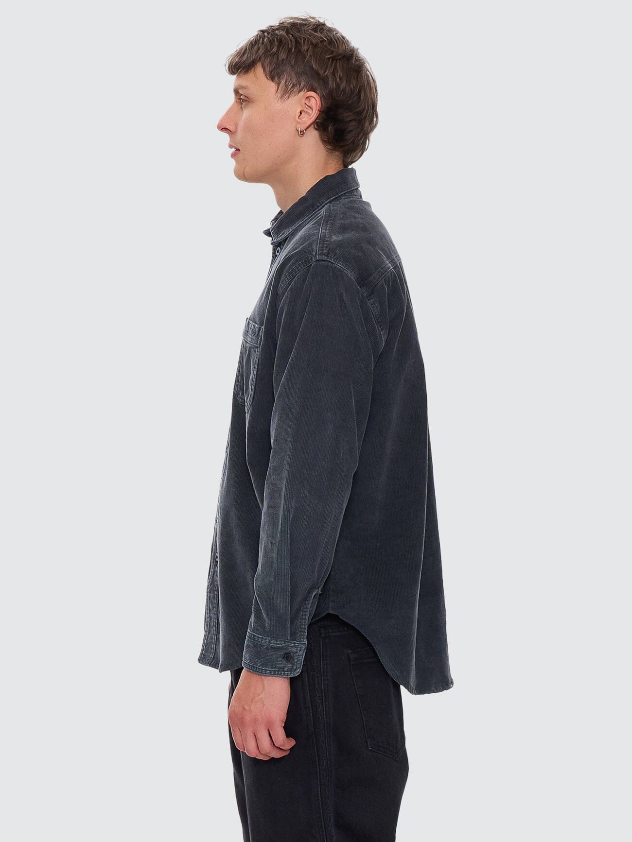 Thrills Union Cord Work Long Sleeve Shirt - Ebony XS