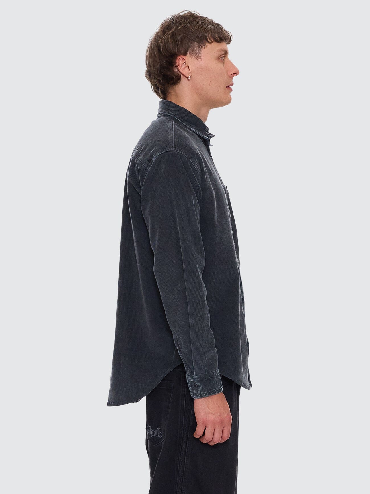 Thrills Union Cord Work Long Sleeve Shirt - Ebony XS