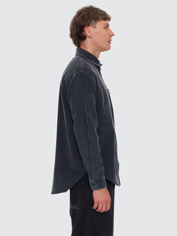 Thrills Union Cord Work Long Sleeve Shirt - Ebony XS