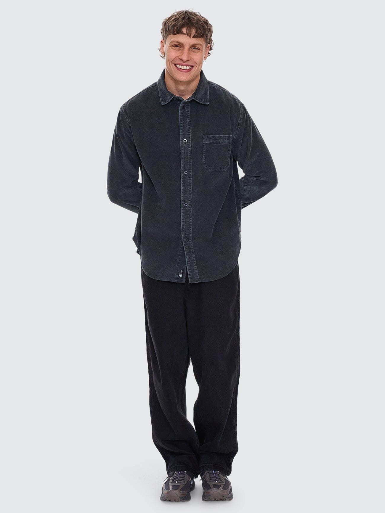 Thrills Union Cord Work Long Sleeve Shirt - Ebony XS