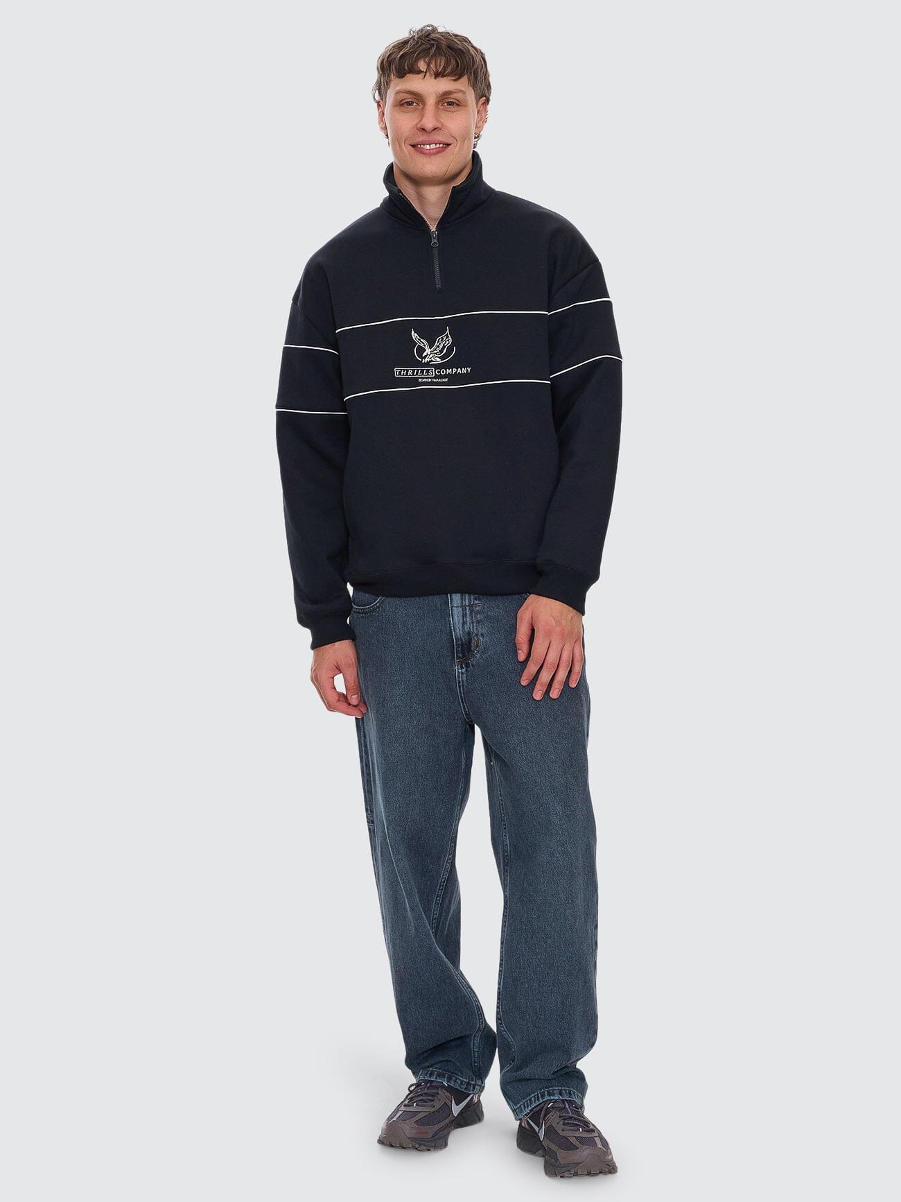 Glory Quarter Zip Fleece - Washed Black XS