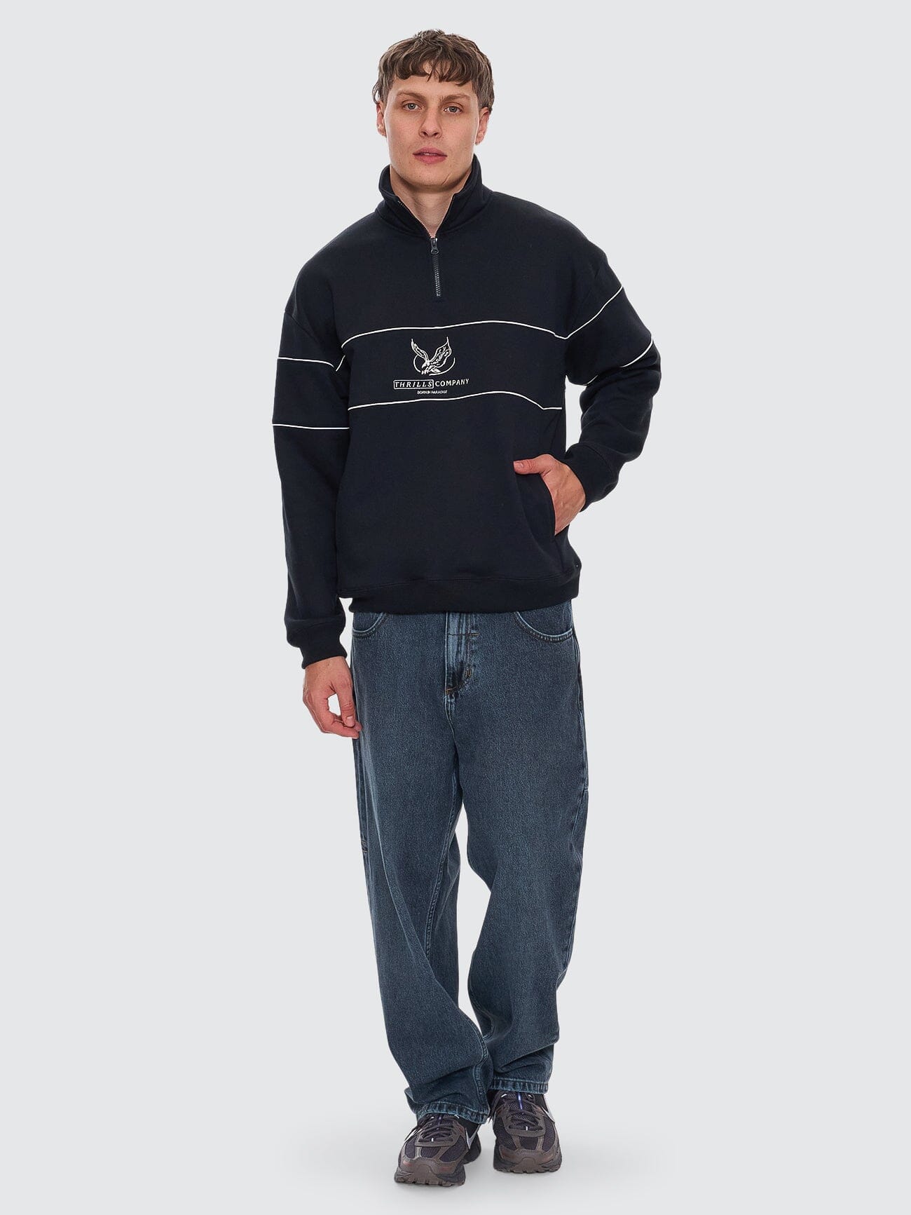 Glory Quarter Zip Fleece - Washed Black XS
