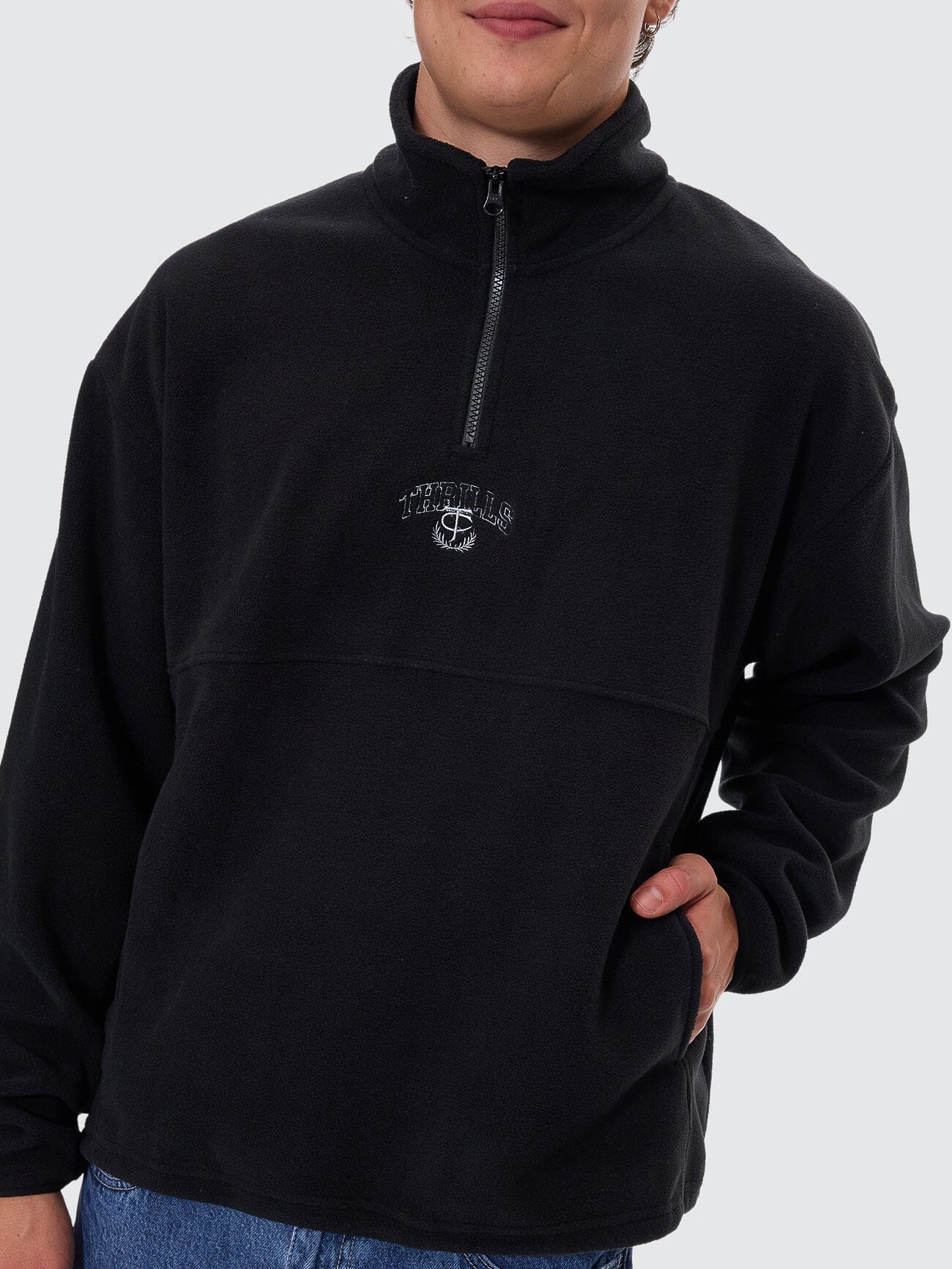 Legacy Wreath Quarter Zip Polar Fleece - Black XS