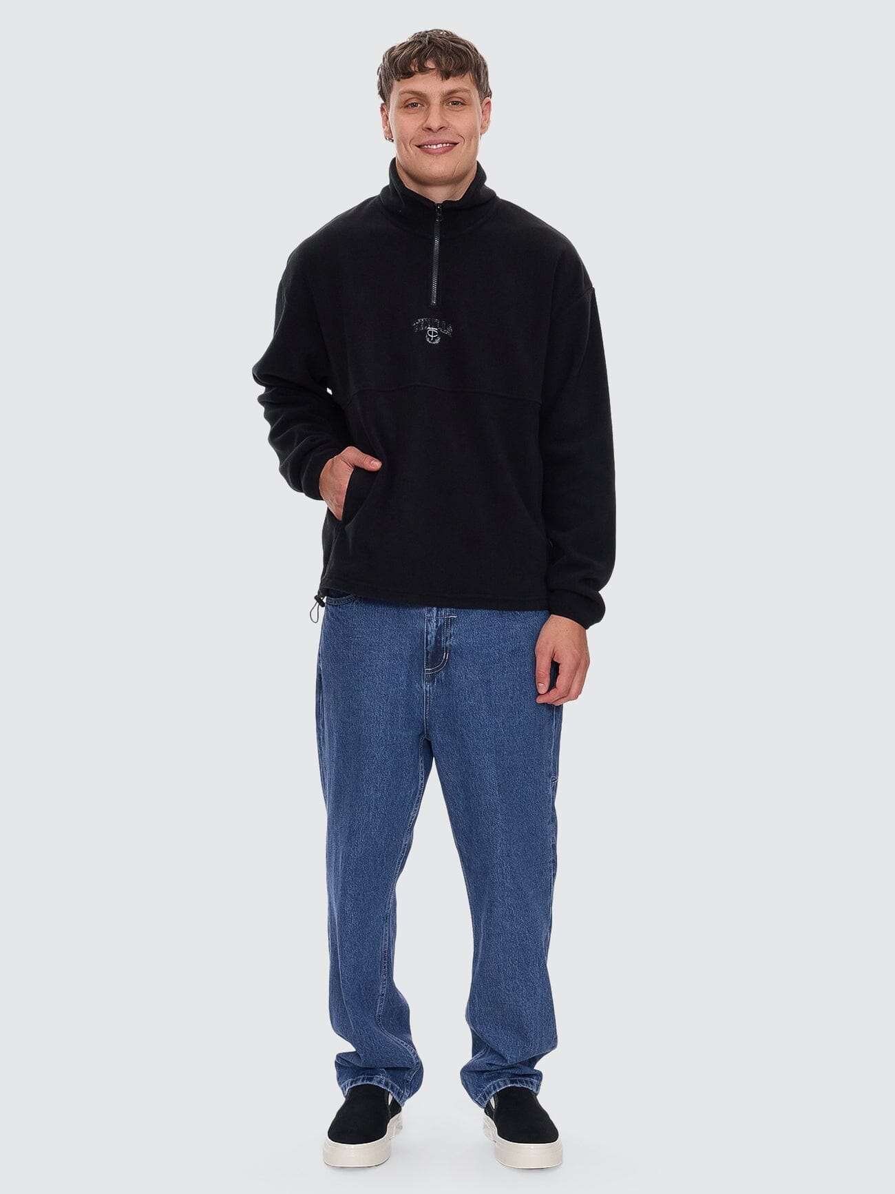 Legacy Wreath Quarter Zip Polar Fleece - Black XS
