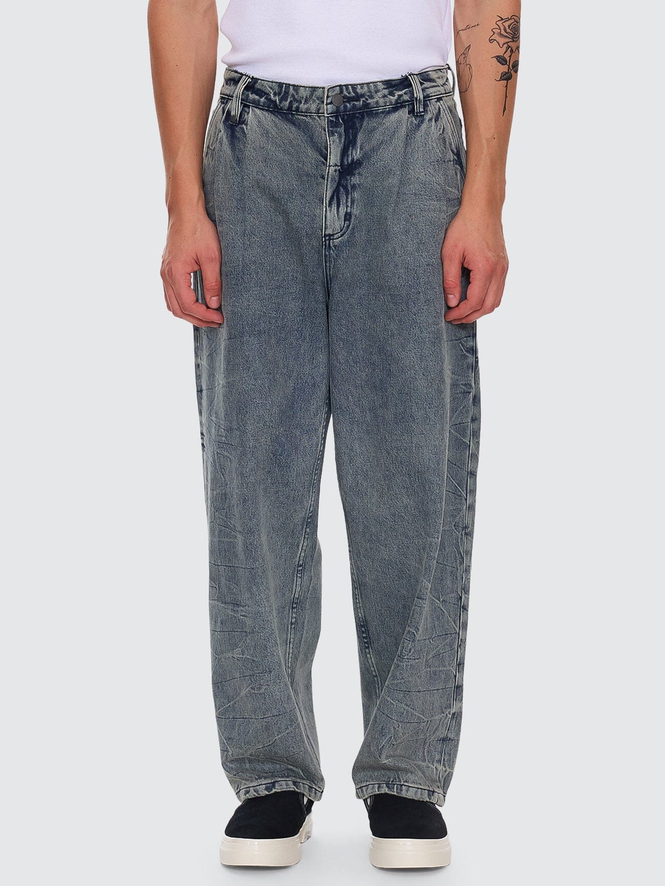 Vanished Big Slacker Baggy Pleat Denim Jean - Vanished Blue 26