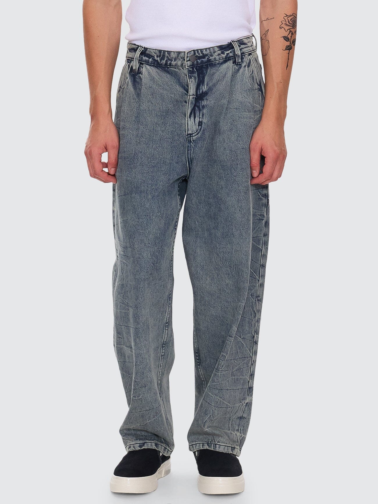 Vanished Big Slacker Baggy Pleat Denim Jean - Vanished Blue 26