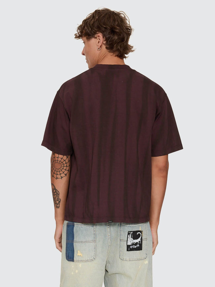 New Delusions Box Crop Oversize Tee - Sunfade Bleach Aubergine XS