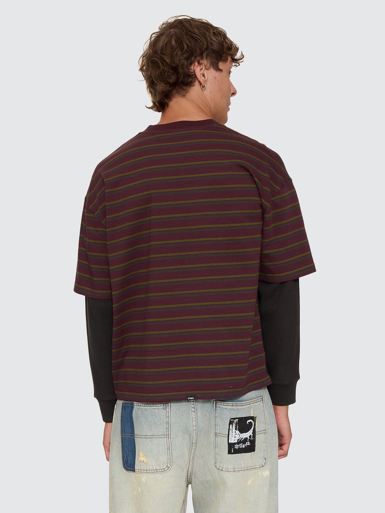 New Delusions Layer Box Crop Oversize Long Sleeve Tee - Aubergine