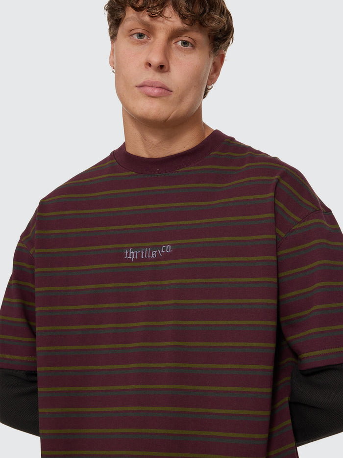 New Delusions Layer Box Crop Oversize Long Sleeve Tee - Aubergine XS