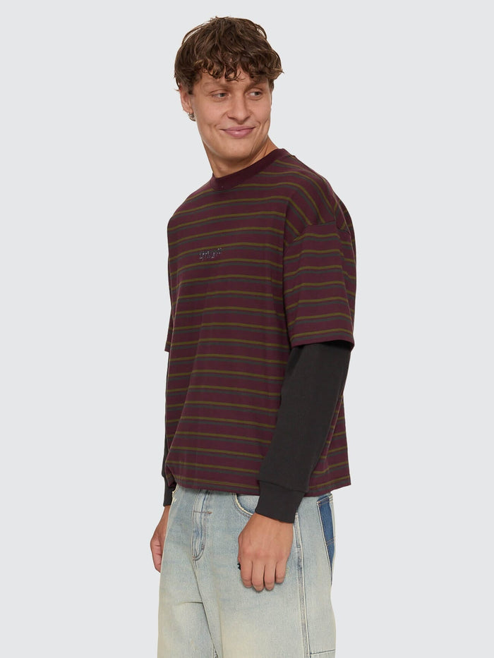 New Delusions Layer Box Crop Oversize Long Sleeve Tee - Aubergine XS