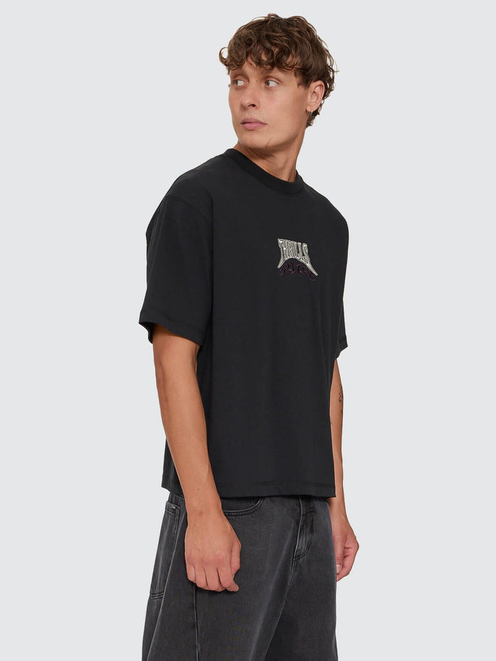 What We Believe Embro Oversize Box Crop Tee - Washed Black XS