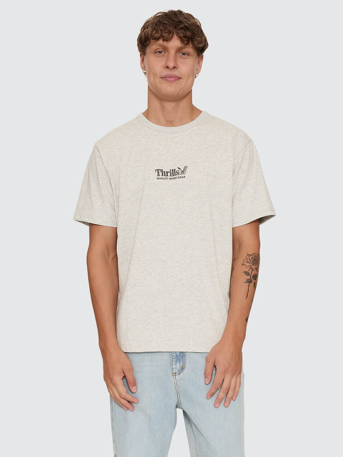 Thrills Workwear Embro Merch Tee - Snow Marle XS
