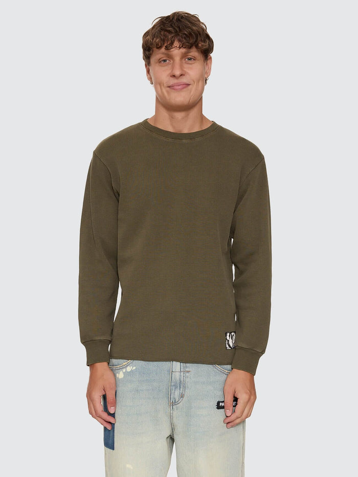 New Delusions Waffle Long Sleeve - Olive Night XS
