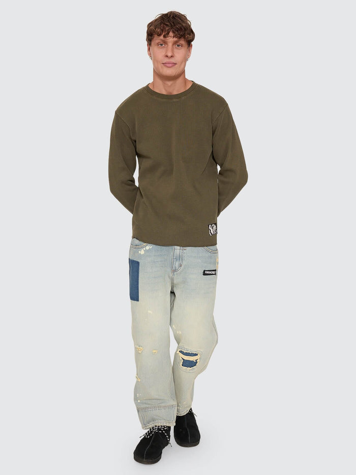 New Delusions Waffle Long Sleeve - Olive Night XS