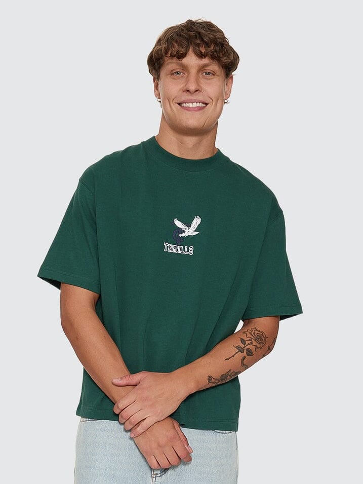 A Grade Embro Oversize Box Crop Tee - Varsity Green