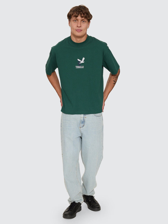 A Grade Embro Oversize Box Crop Tee - Varsity Green