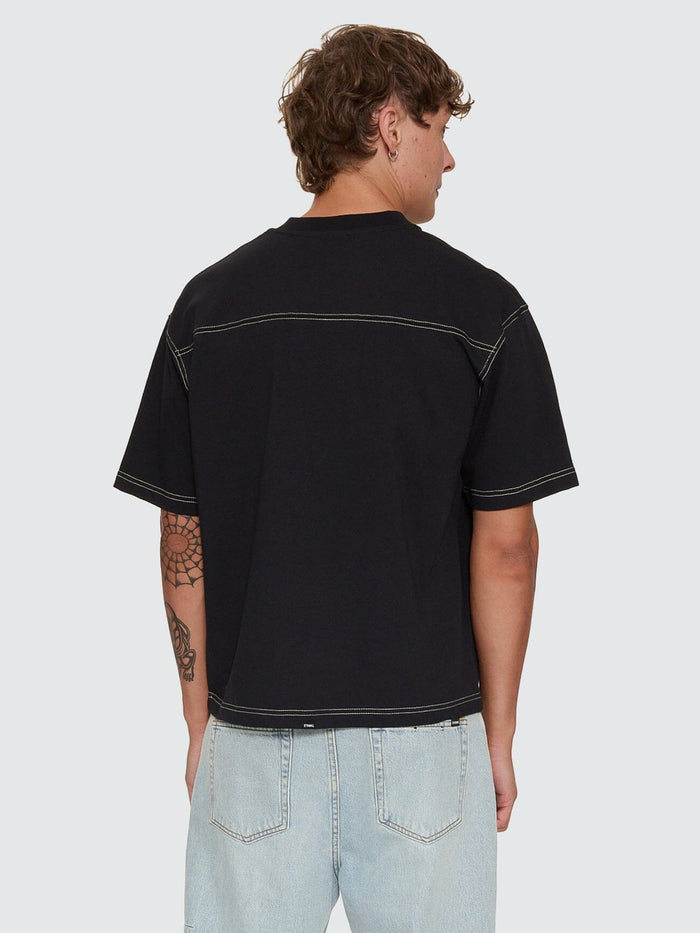 Heavy Recruitment Applique Oversize Box Crop Tee - Black