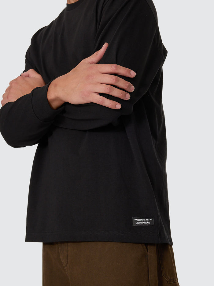 Thrills Military Oversize Long Sleeve Tee - Black XS