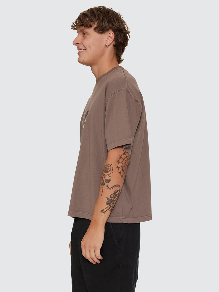 Stagger Oversize Box Crop Tee - Clay Smoke XS
