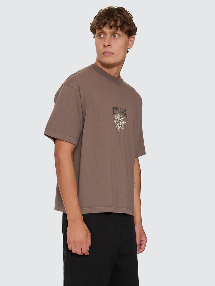 Stagger Oversize Box Crop Tee - Clay Smoke XS