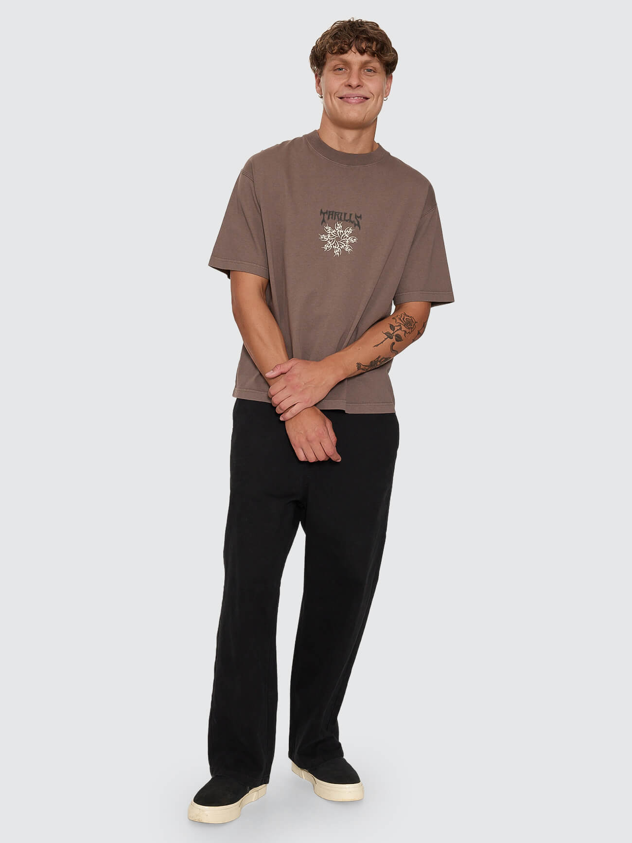 Stagger Oversize Box Crop Tee - Clay Smoke XS