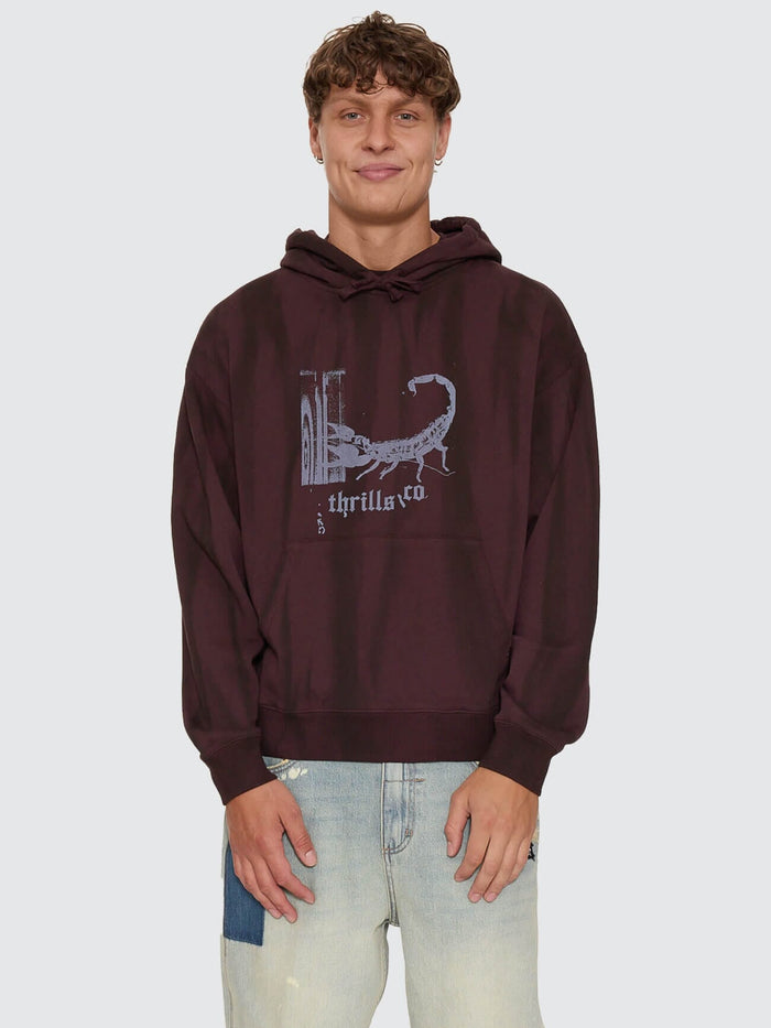 New Delusions Slouch Pull On Cropped Hood - Sunfade Bleach Aubergine XS