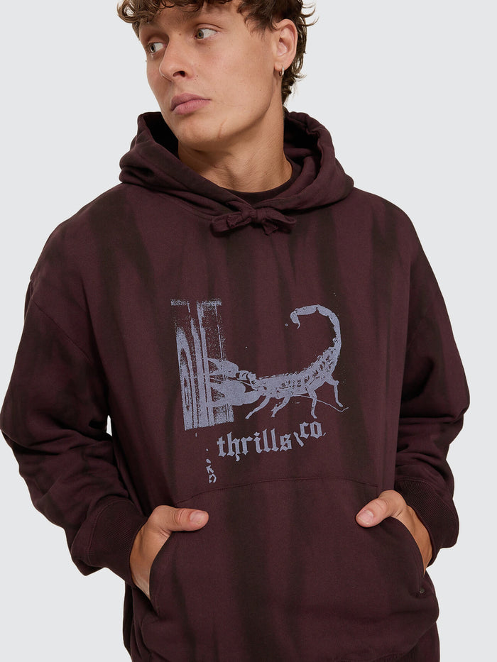 New Delusions Slouch Pull On Cropped Hood - Sunfade Bleach Aubergine XS
