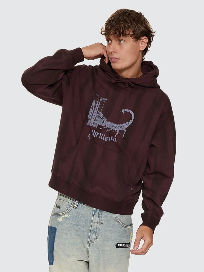 New Delusions Slouch Pull On Cropped Hood - Sunfade Bleach Aubergine XS
