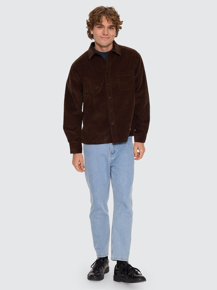 Thrills Union Long Sleeve Cord Work Shirt - Postal Brown XS