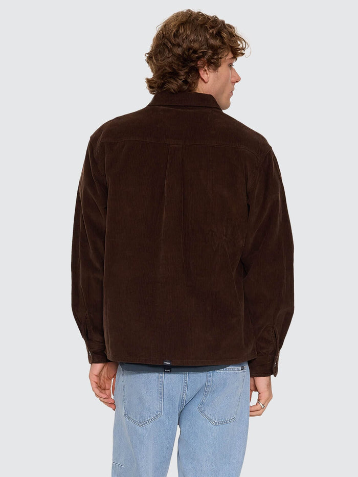 Thrills Union Long Sleeve Cord Work Shirt - Postal Brown XS