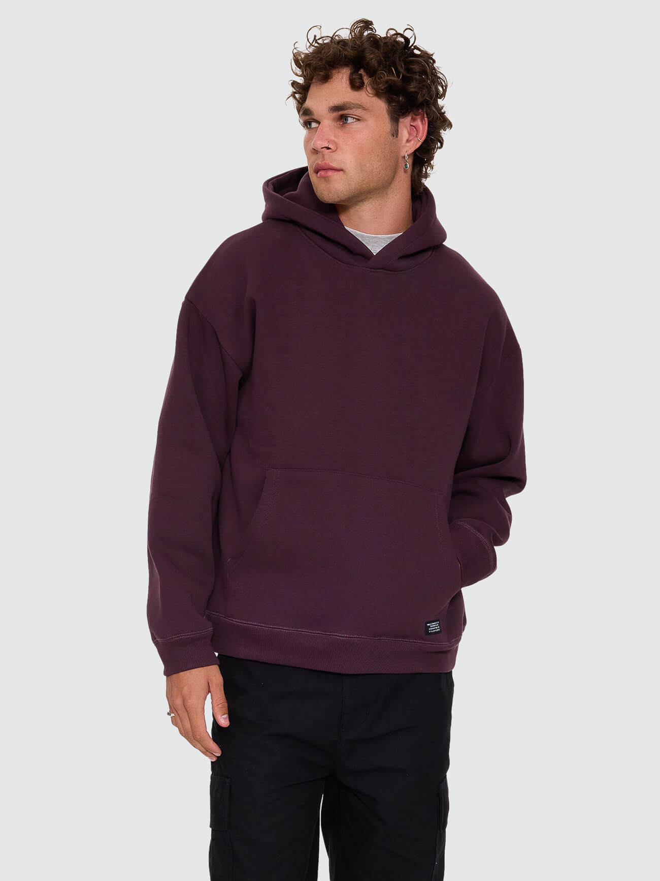 Thrills Military Slouch Pull On Cropped Hood - Aubergine XS