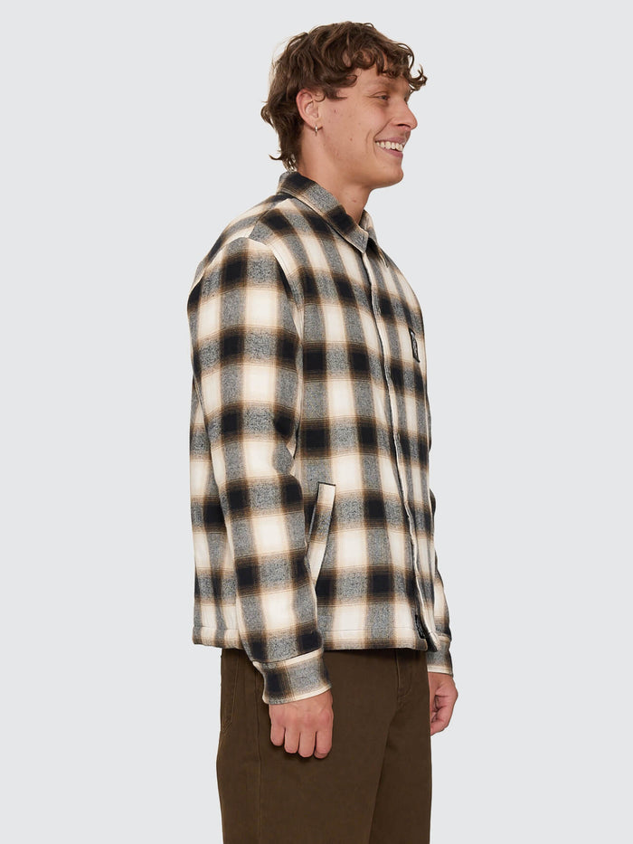 Stagger Cropped Flannel Jacket - Black XS