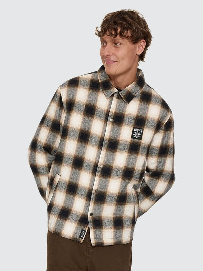 Stagger Cropped Flannel Jacket - Black XS