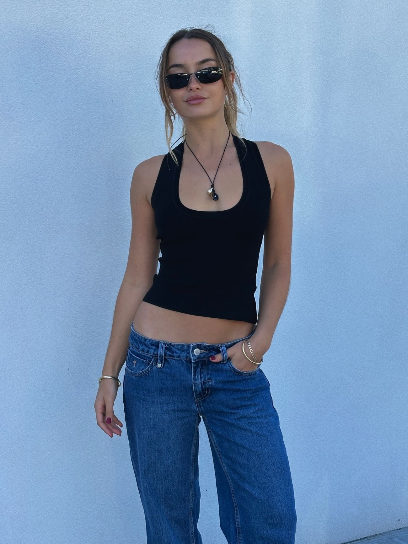 Astra V Neck Tank - Black