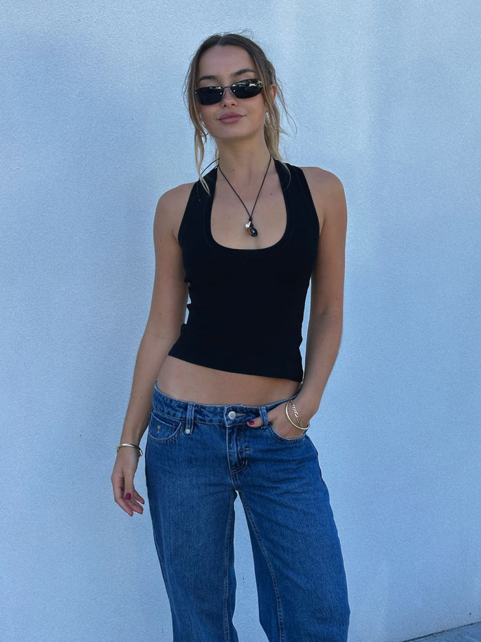 Astra V Neck Tank - Black