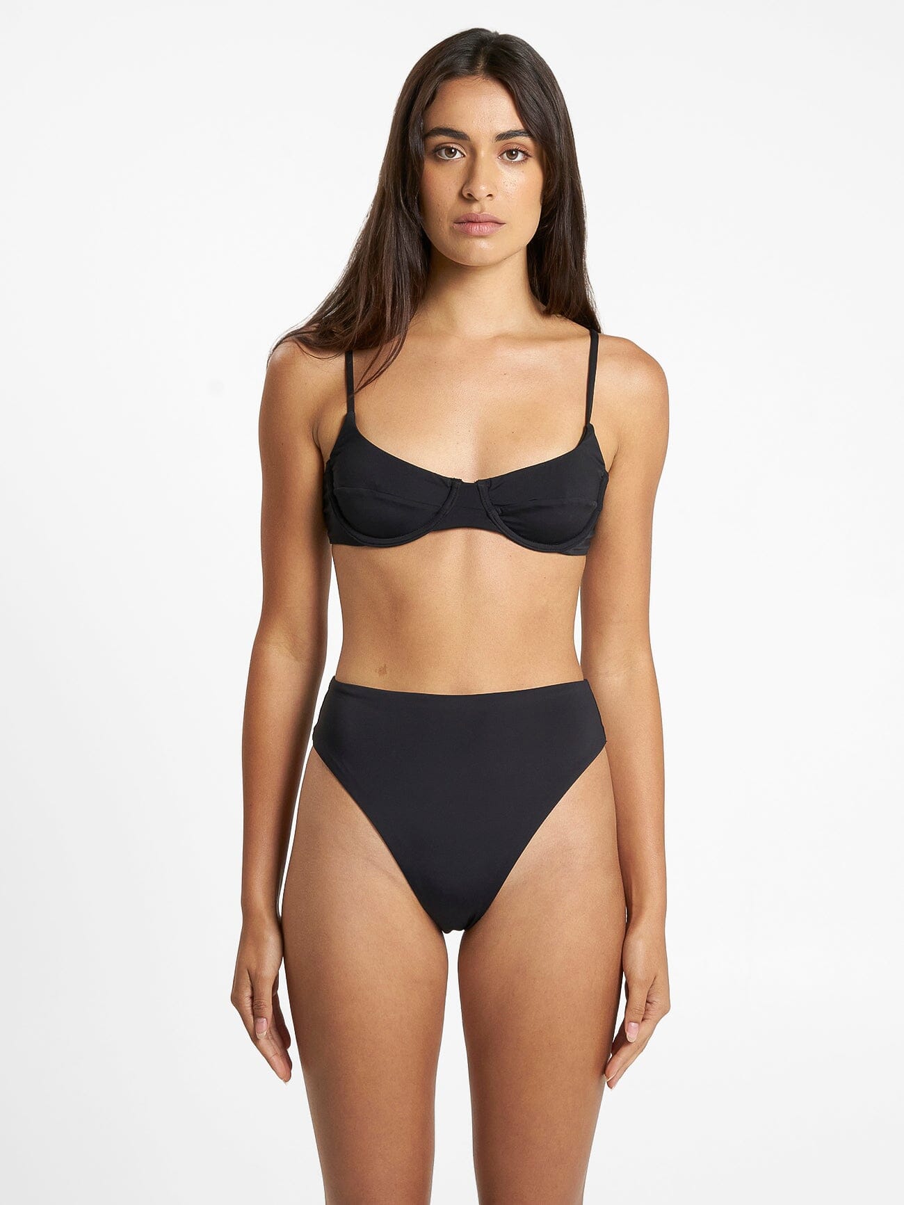 Thrills 90's High Cut Bikini Bottom Black - Main Image