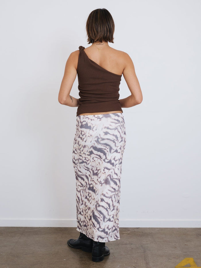 Brynn Rib One Shoulder Top - Dark Brindle