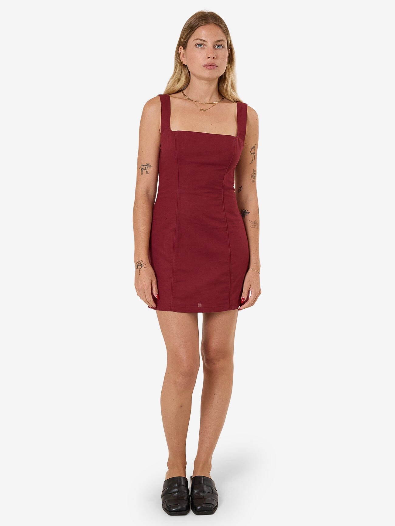 Elsie Square Neck Dress - Dark Cherry Elsie Square Neck Dress - Dark Cherry