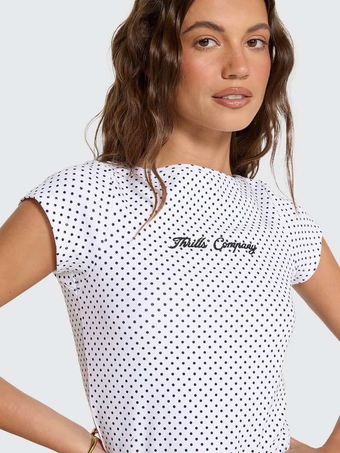 New Romance Boat Neck Tee - White Polka Dot 4