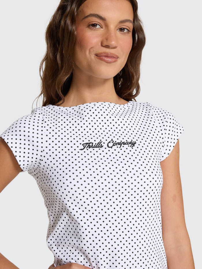 New Romance Boat Neck Tee - White Polka Dot 4