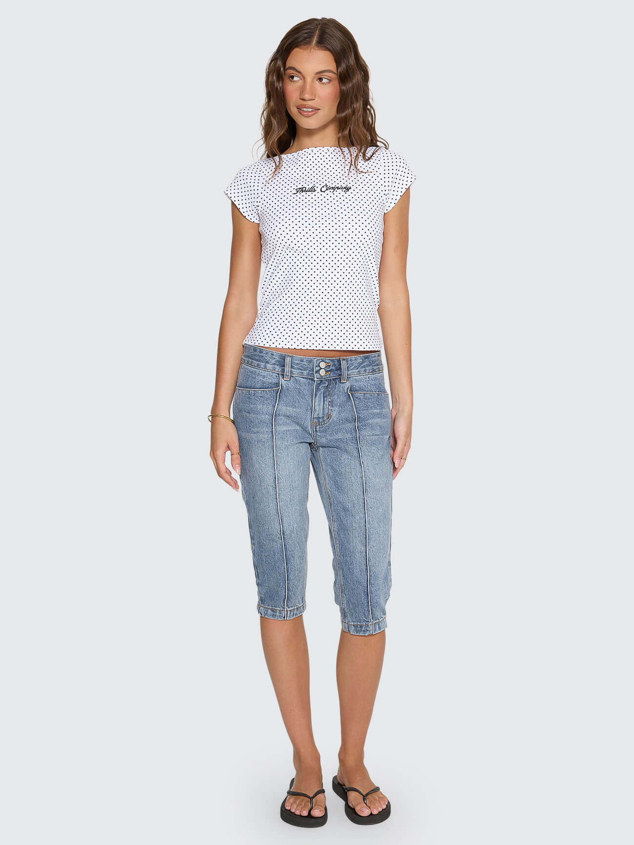 New Romance Boat Neck Tee - White Polka Dot 4